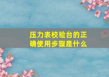 压力表校验台的正确使用步骤是什么