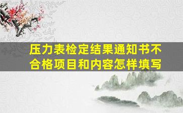 压力表检定结果通知书不合格项目和内容怎样填写