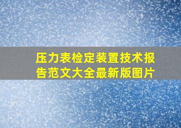 压力表检定装置技术报告范文大全最新版图片