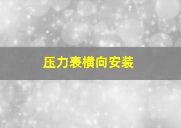 压力表横向安装