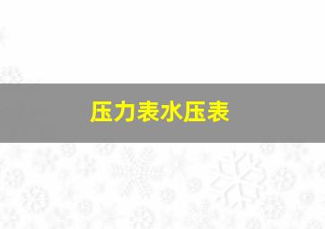 压力表水压表