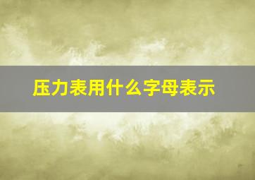 压力表用什么字母表示