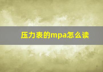 压力表的mpa怎么读