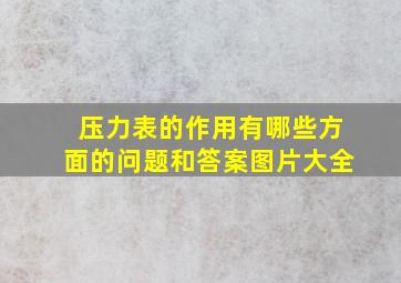 压力表的作用有哪些方面的问题和答案图片大全