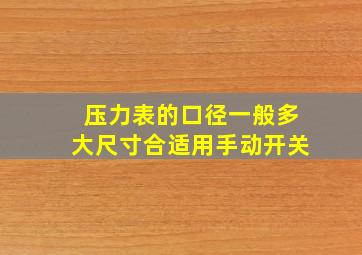 压力表的口径一般多大尺寸合适用手动开关