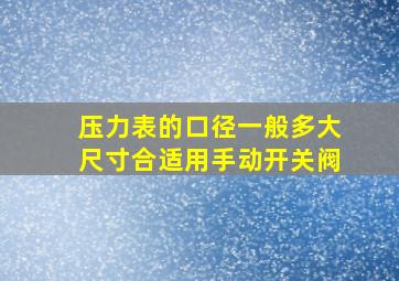 压力表的口径一般多大尺寸合适用手动开关阀