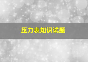 压力表知识试题