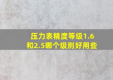 压力表精度等级1.6和2.5哪个级别好用些