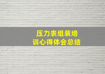 压力表组装培训心得体会总结