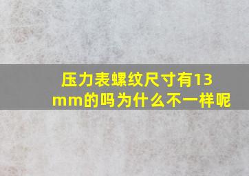 压力表螺纹尺寸有13mm的吗为什么不一样呢