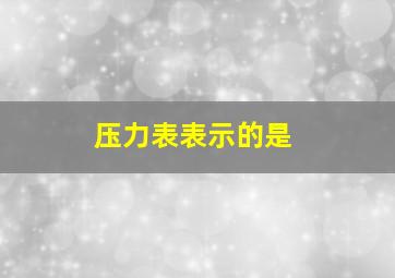 压力表表示的是