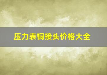 压力表铜接头价格大全