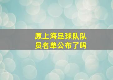 原上海足球队队员名单公布了吗