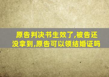 原告判决书生效了,被告还没拿到,原告可以领结婚证吗