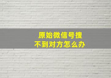 原始微信号搜不到对方怎么办