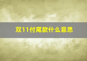 双11付尾款什么意思