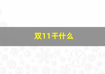 双11干什么