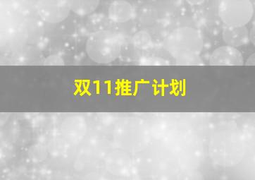 双11推广计划