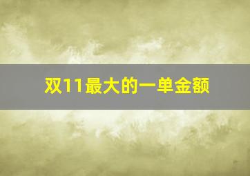 双11最大的一单金额