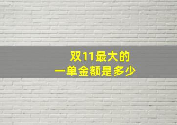 双11最大的一单金额是多少