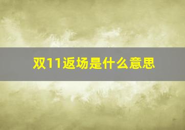 双11返场是什么意思