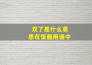 双了是什么意思在饭圈用语中