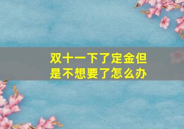 双十一下了定金但是不想要了怎么办