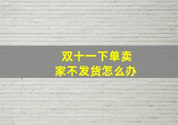 双十一下单卖家不发货怎么办