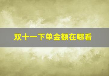 双十一下单金额在哪看