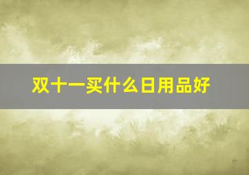 双十一买什么日用品好