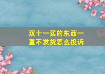 双十一买的东西一直不发货怎么投诉