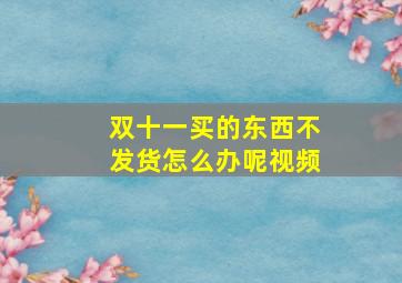 双十一买的东西不发货怎么办呢视频