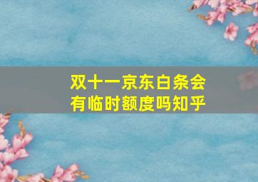 双十一京东白条会有临时额度吗知乎