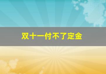 双十一付不了定金