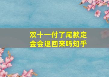 双十一付了尾款定金会退回来吗知乎