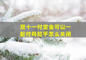 双十一付定金可以一起付吗知乎怎么关闭