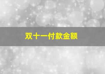 双十一付款金额