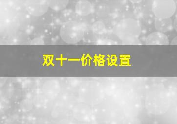 双十一价格设置