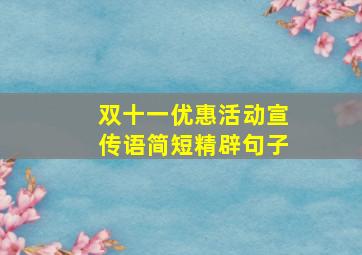 双十一优惠活动宣传语简短精辟句子