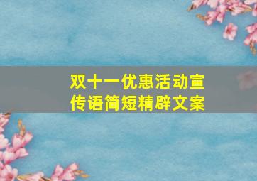 双十一优惠活动宣传语简短精辟文案