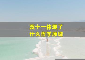 双十一体现了什么哲学原理