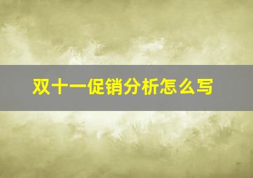 双十一促销分析怎么写