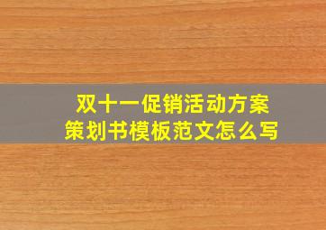 双十一促销活动方案策划书模板范文怎么写