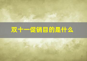 双十一促销目的是什么