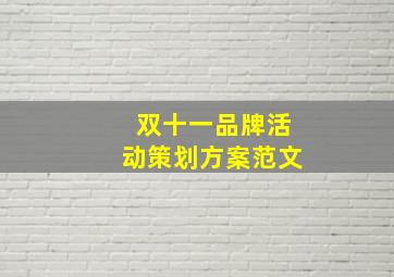 双十一品牌活动策划方案范文