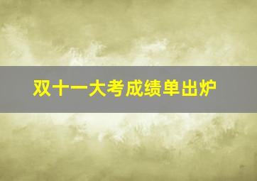 双十一大考成绩单出炉