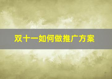 双十一如何做推广方案