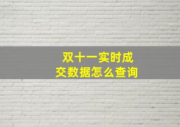 双十一实时成交数据怎么查询