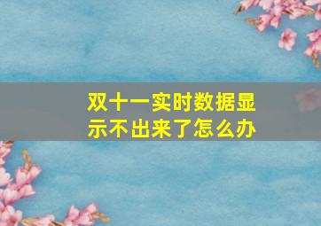 双十一实时数据显示不出来了怎么办