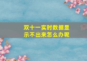 双十一实时数据显示不出来怎么办呢